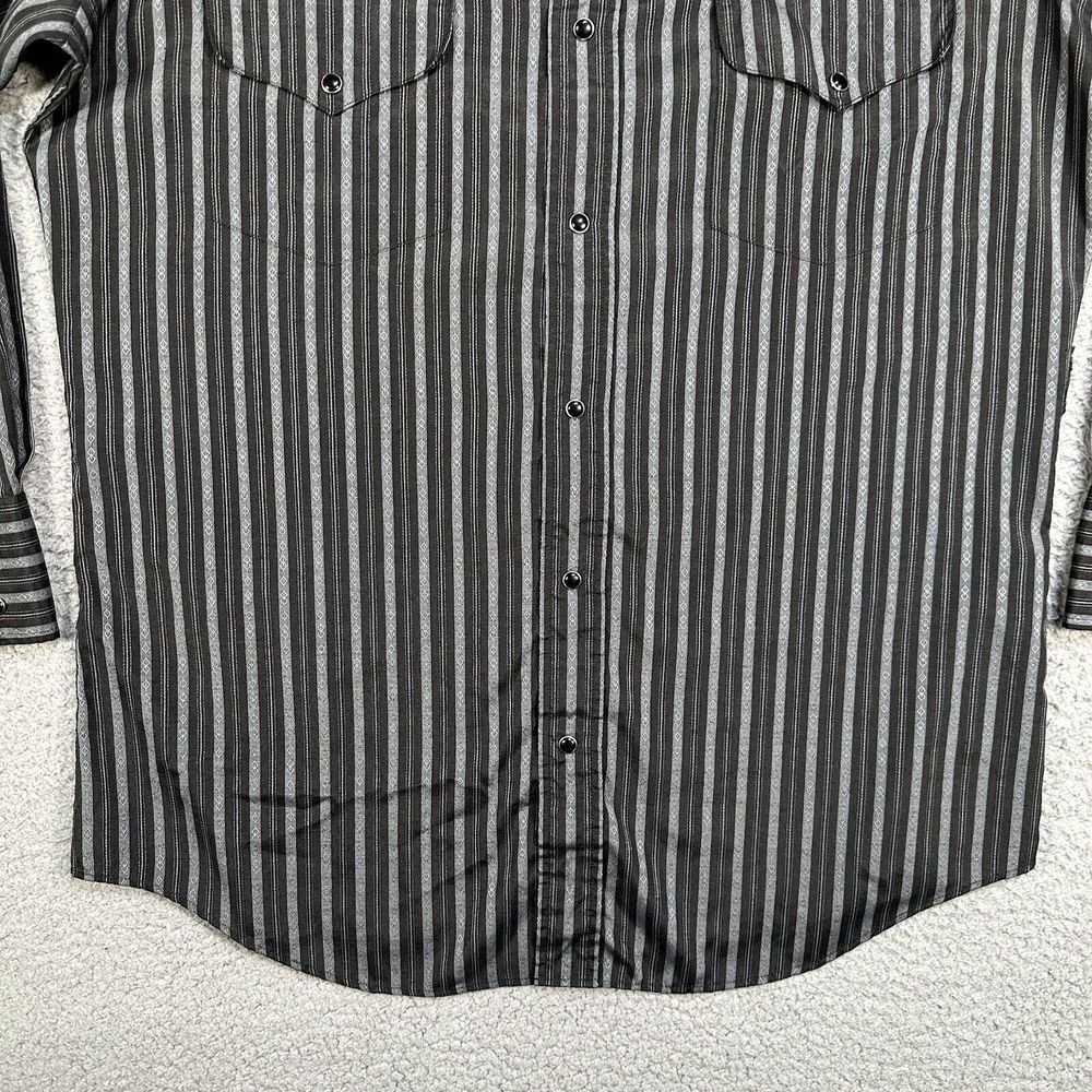 Panhandle Slim Shirt Mens 16 34 Black Striped‎ Geometric Western Pearl Snap Logo - Picture 3 of 11